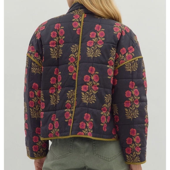 NWT Floral Quilted Medium Weight quilted Jacket coat - Picture 6 of 8